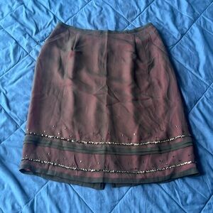 Silk Club Collection Sheer Black Silk Sequin Skirt with Pink Lining
